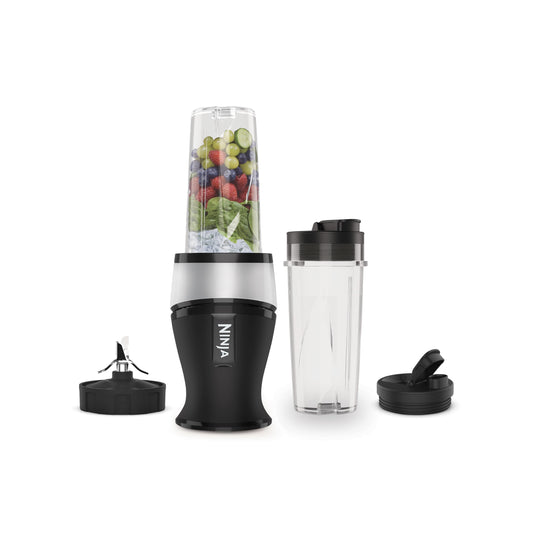 Ninja 700W Slim Mixer & Smoothie Maker, 2x 470ml Becher Silber Schwarz