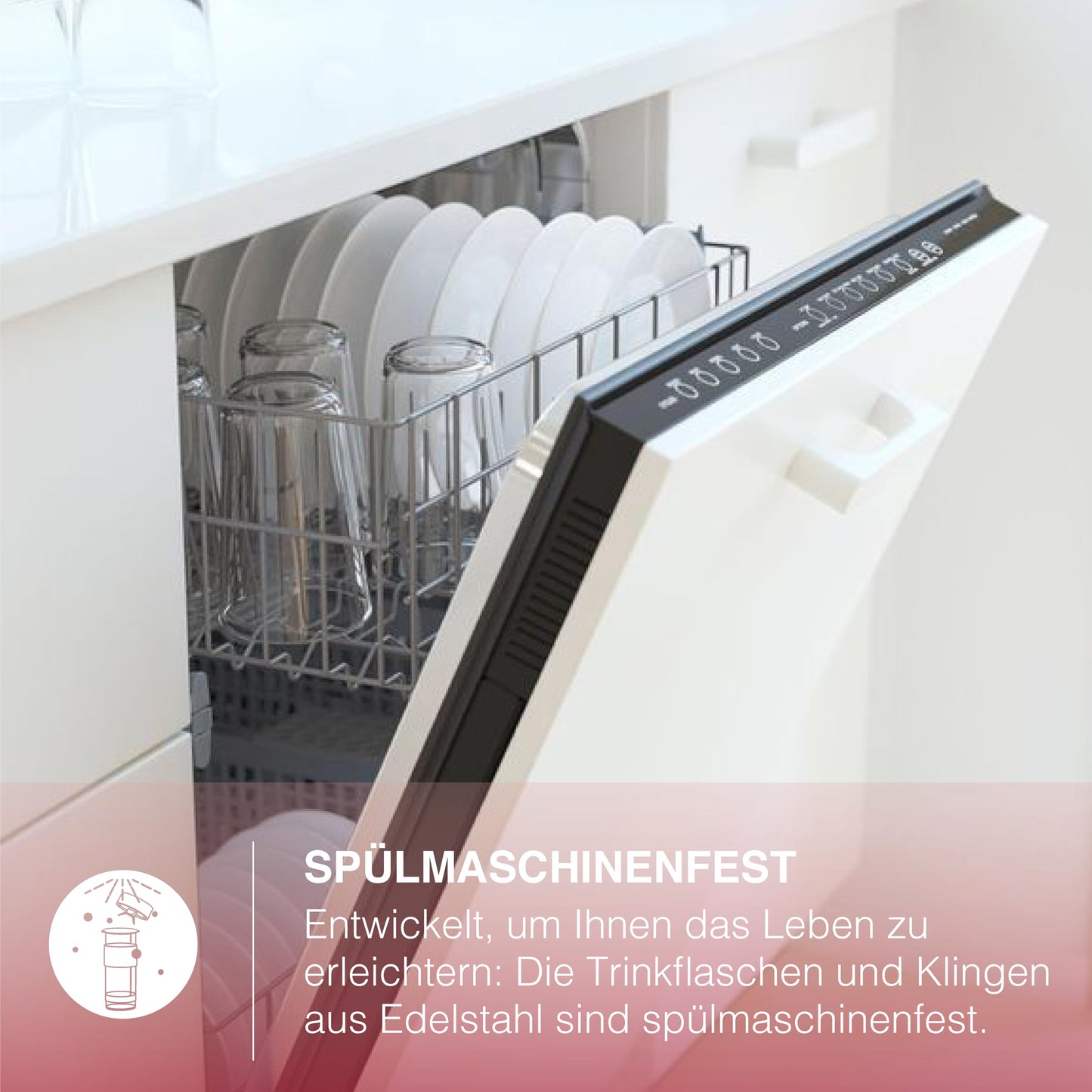 H.Koenig Mini Smoothie Maker 300W Rosa, 2 Flaschen 570ml